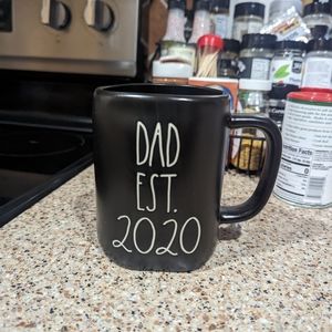 Rae Dunn Black Coffee Cup "Est. Dad 2020" NWT